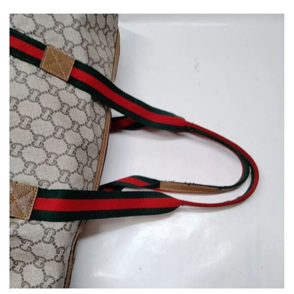Gucci Plus Vintage Large Tote Bag Brown GG Monogram Web Stripe with COA - Picture 4 of 7